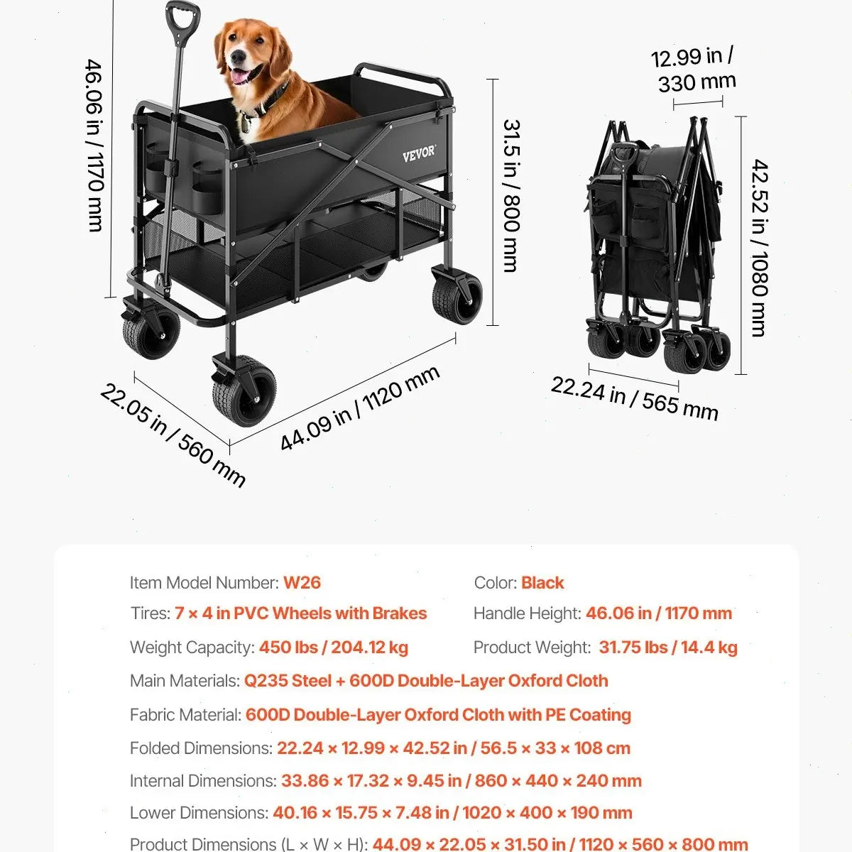 VEVOR Foldable Double Decker Wagon, Summervibes