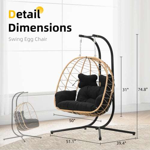 RIWENGO Double Hanging Chair with Cushions - Soft and Comfortable Swing Chair
