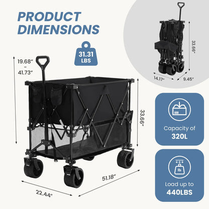 Large Capacity Folding Double Decker Wagon with Brakes