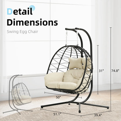 RIWENGO Double Hanging Chair with Cushions - Soft and Comfortable Swing Chair