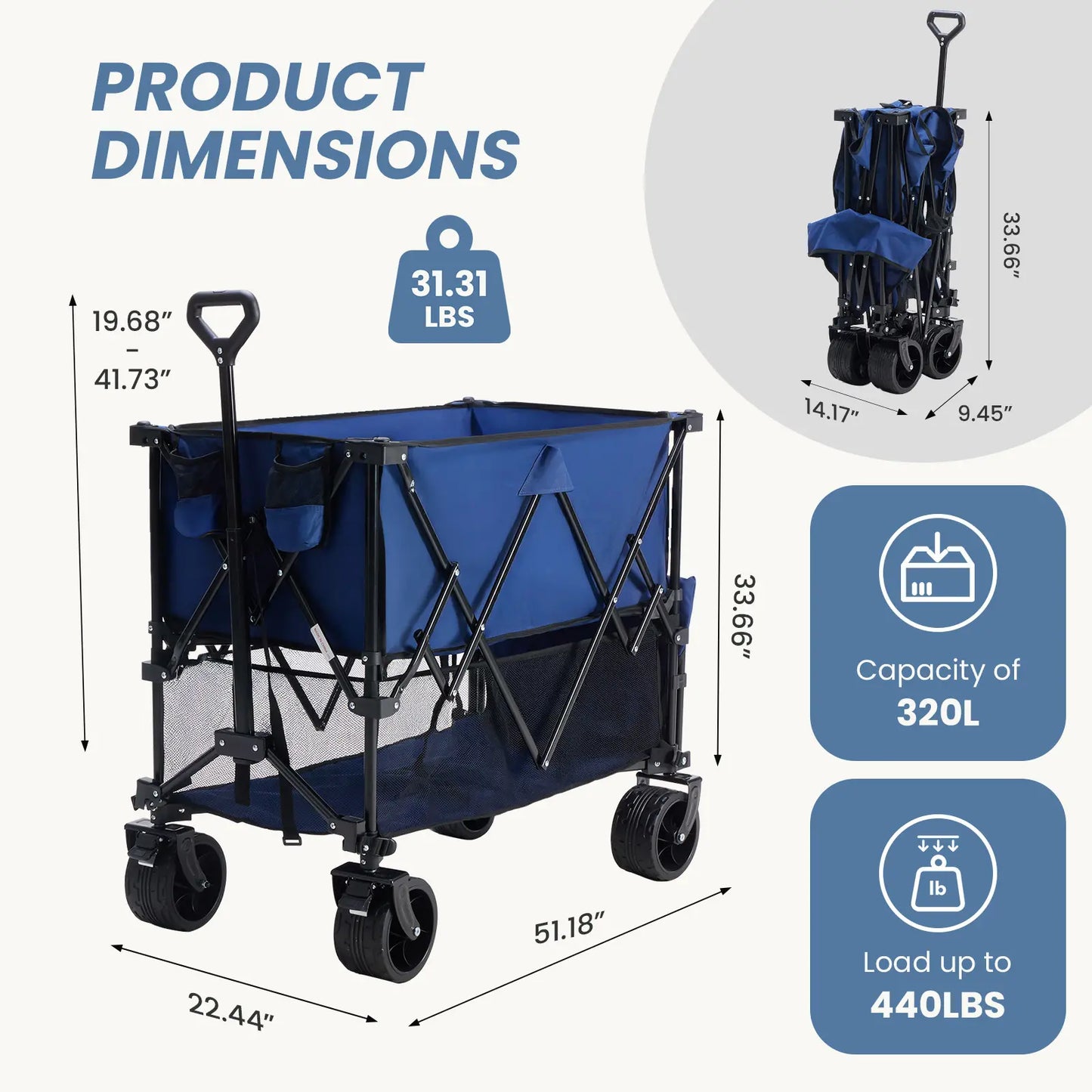 Large Capacity Folding Double Decker Wagon with Brakes