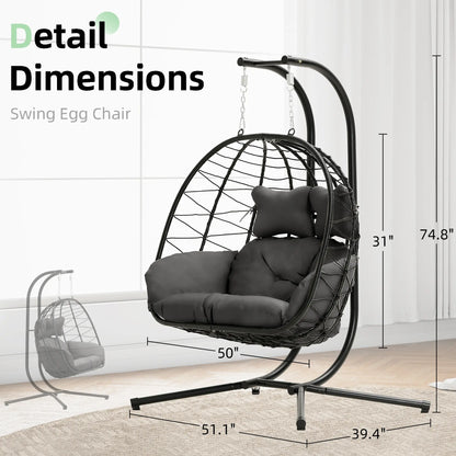 RIWENGO Double Hanging Chair with Cushions - Soft and Comfortable Swing Chair