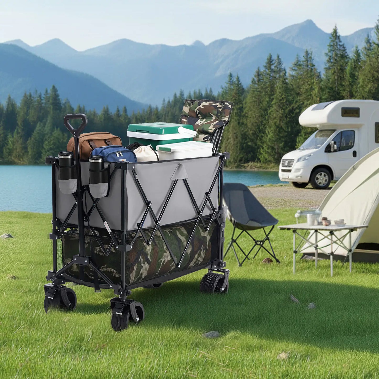 Large Capacity Folding Double Decker Wagon with Brakes