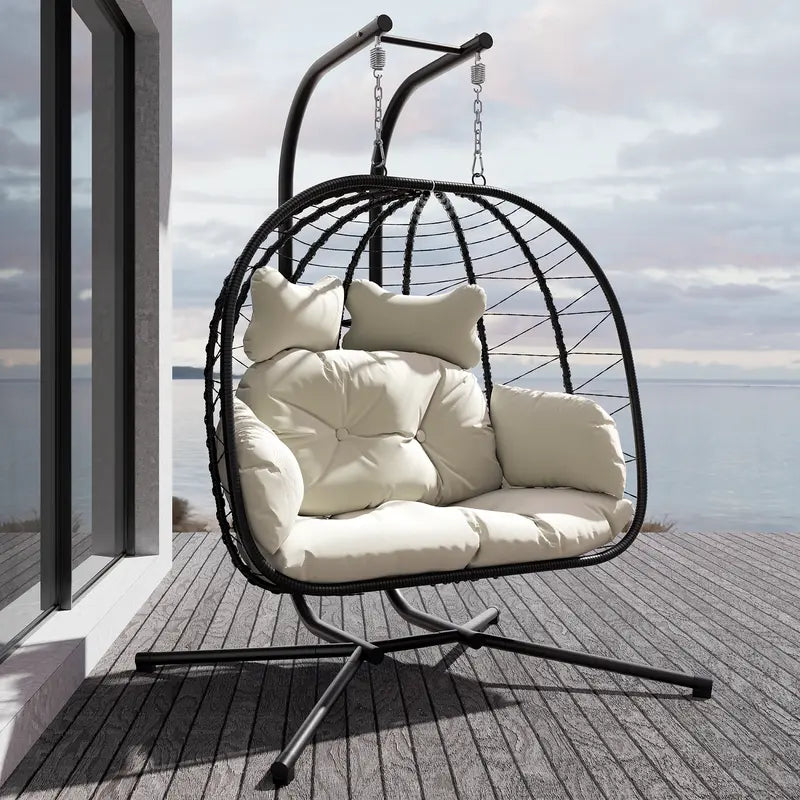 RIWENGO Double Hanging Chair with Cushions - Soft and Comfortable Swing Chair