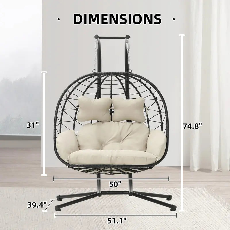 RIWENGO Double Hanging Chair with Cushions - Soft and Comfortable Swing Chair