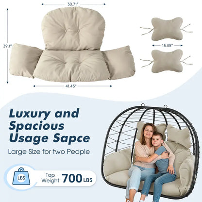 RIWENGO Double Hanging Chair with Cushions - Soft and Comfortable Swing Chair
