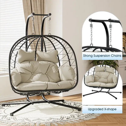 RIWENGO Double Hanging Chair with Cushions - Soft and Comfortable Swing Chair