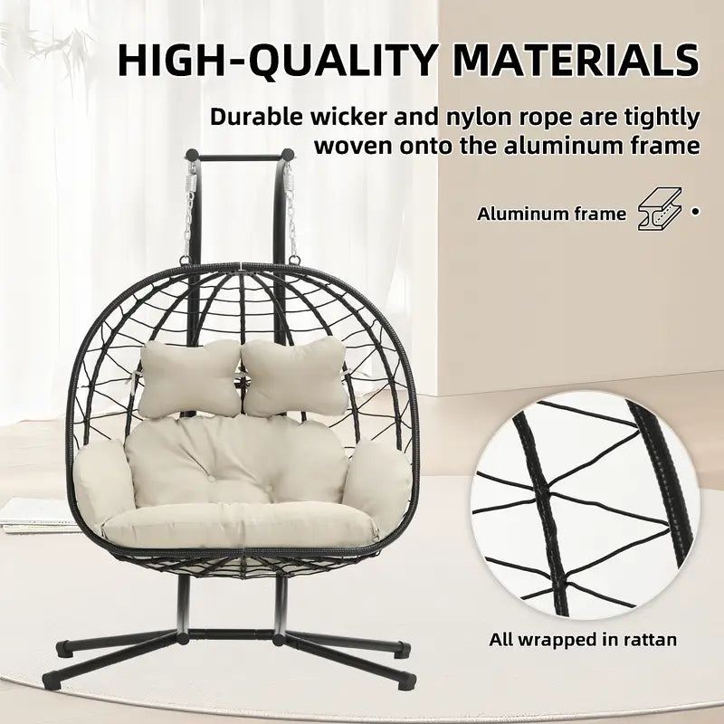 RIWENGO Double Hanging Chair with Cushions - Soft and Comfortable Swing Chair