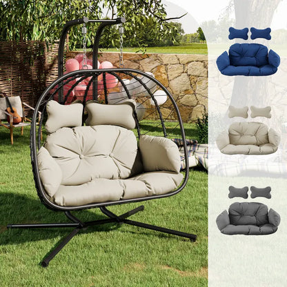 RIWENGO Double Hanging Chair with Cushions - Soft and Comfortable Swing Chair
