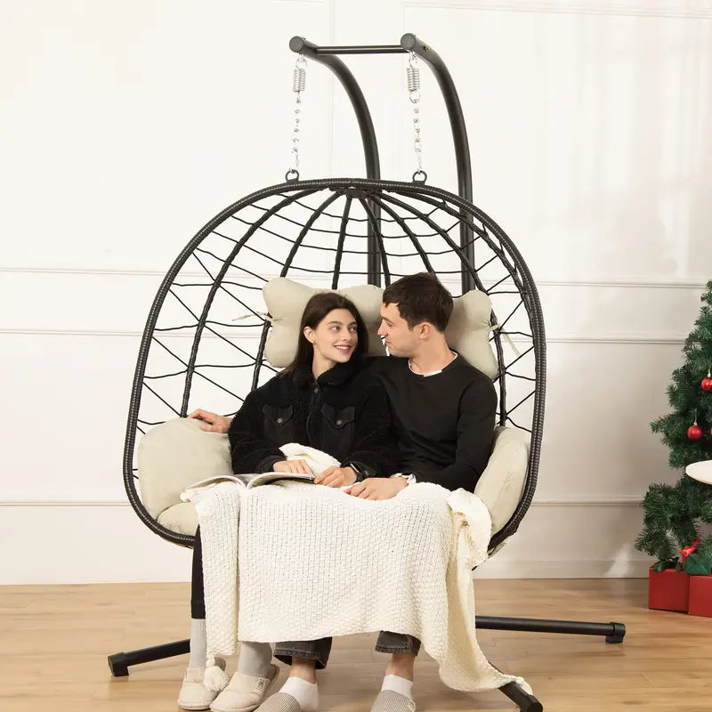 RIWENGO Double Hanging Chair with Cushions - Soft and Comfortable Swing Chair