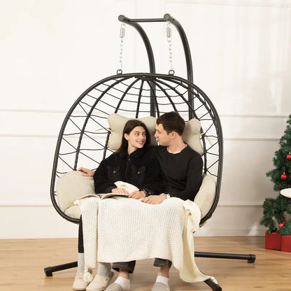 RIWENGO Double Hanging Chair with Cushions - Soft and Comfortable Swing Chair