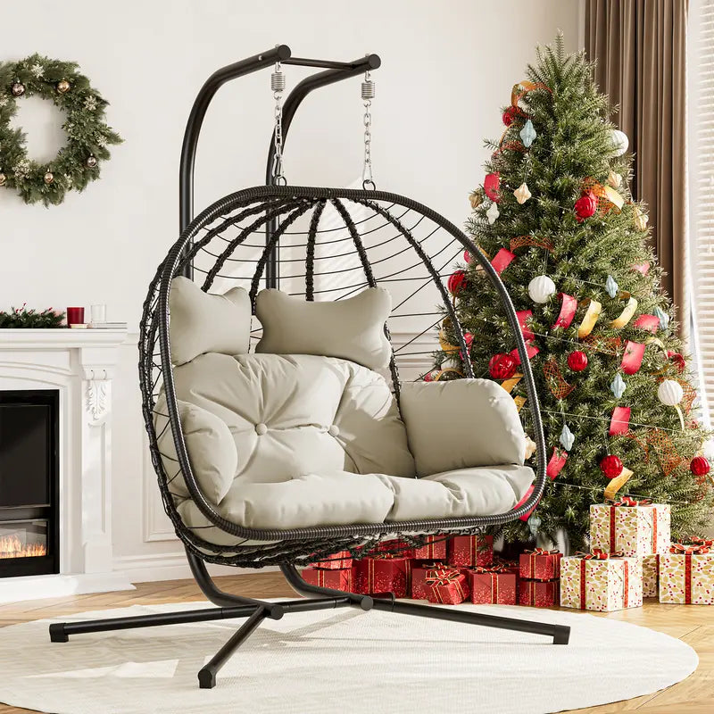RIWENGO Double Hanging Chair with Cushions - Soft and Comfortable Swing Chair