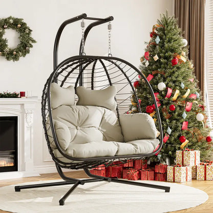 RIWENGO Double Hanging Chair with Cushions - Soft and Comfortable Swing Chair